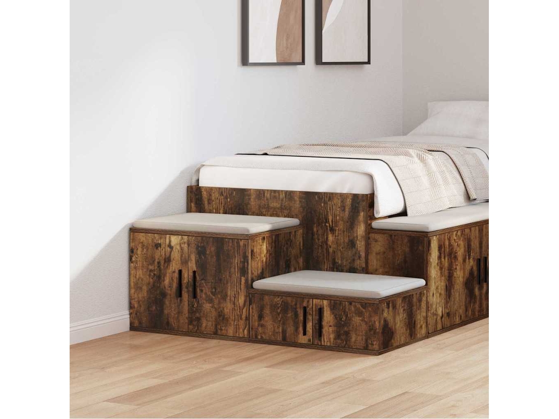 Vidaxl Armário de Arrumação 2 Pcs Carvalho Defumado 118 X 41 X 40 Cm
