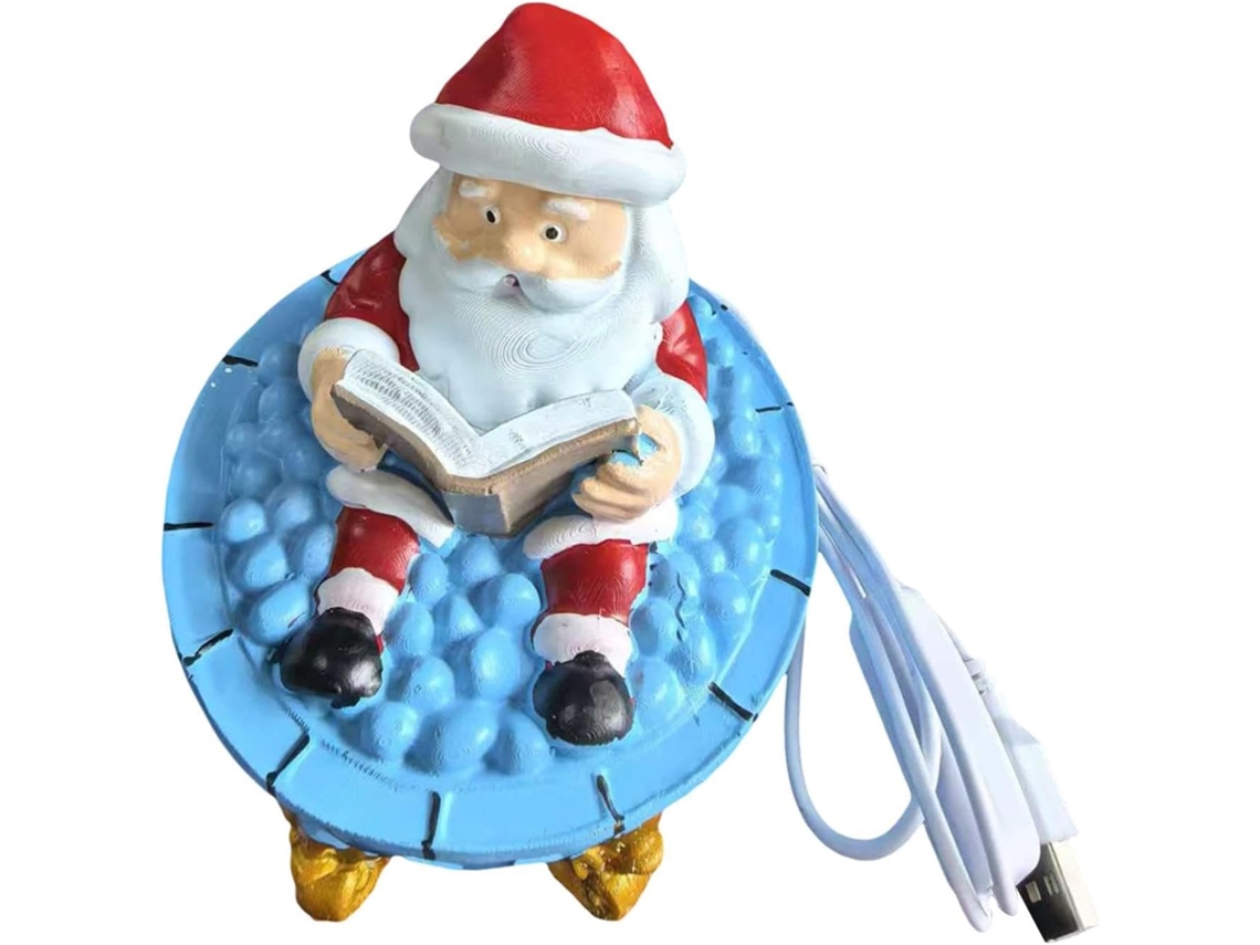 Luminária De Banho Espuma Papai Noel Estatueta Resina Luz Noturna Led