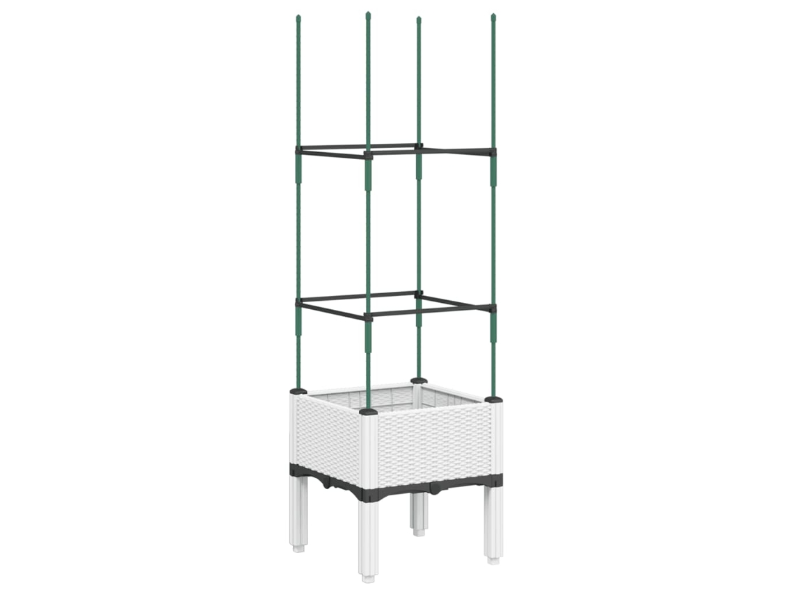 Vaso/Floreira de Jardim com Treliça VIDAXL Pp Branco 40 X 40 X 142.5 Cm