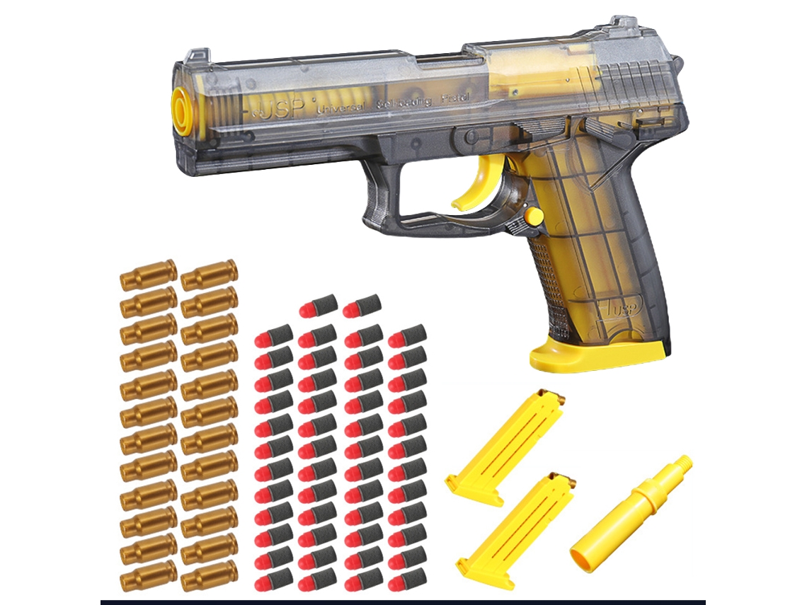 Pistola de brinquedo WalshLXq com ejeção de cartucho e revólver transparente para crianças, adolescentes e adultos.