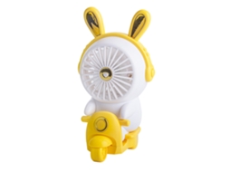 Ventilador Portátil Mini De Mão Recarregável Com Luz 2 Velocidades Design Cartoon Para Crianças Verão Amarelo