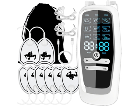 Estimulador Muscular Massageador De Dragagem Meridiano Multifuncional Com 8 Almofadas De Eletrodo Branco Venisymlis