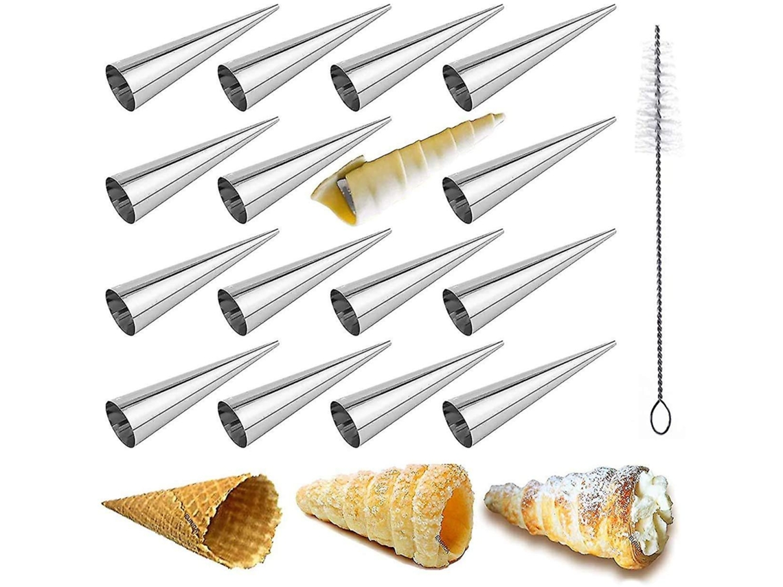 16 Moldes de Acero Inoxidable para Crema, Moldes para Conos de Crema, Croissant Y Cannoli, Ideal para Helado Y Postres