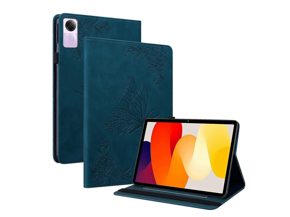 Capa de couro para tablet Webake com estampa de borboleta e flor