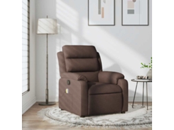 Vidaxl Poltrona De Massagens Reclinável Tecido Castanho-escuro
