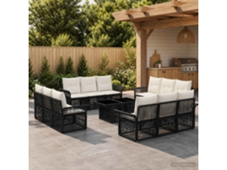 Vidaxl Conjunto De Sofá De Jardim 13 Unid. Preto E Branco Creme