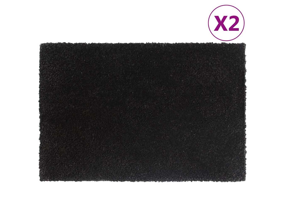Vidaxl Tapetes Porta 2 Pcs 40x60 Cm Fibra Coco Tufada Preto