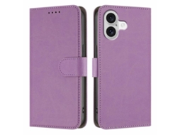 Capa Carteira Em Couro Sintético Para Iphone 17, Cor Sólida - Roxa
