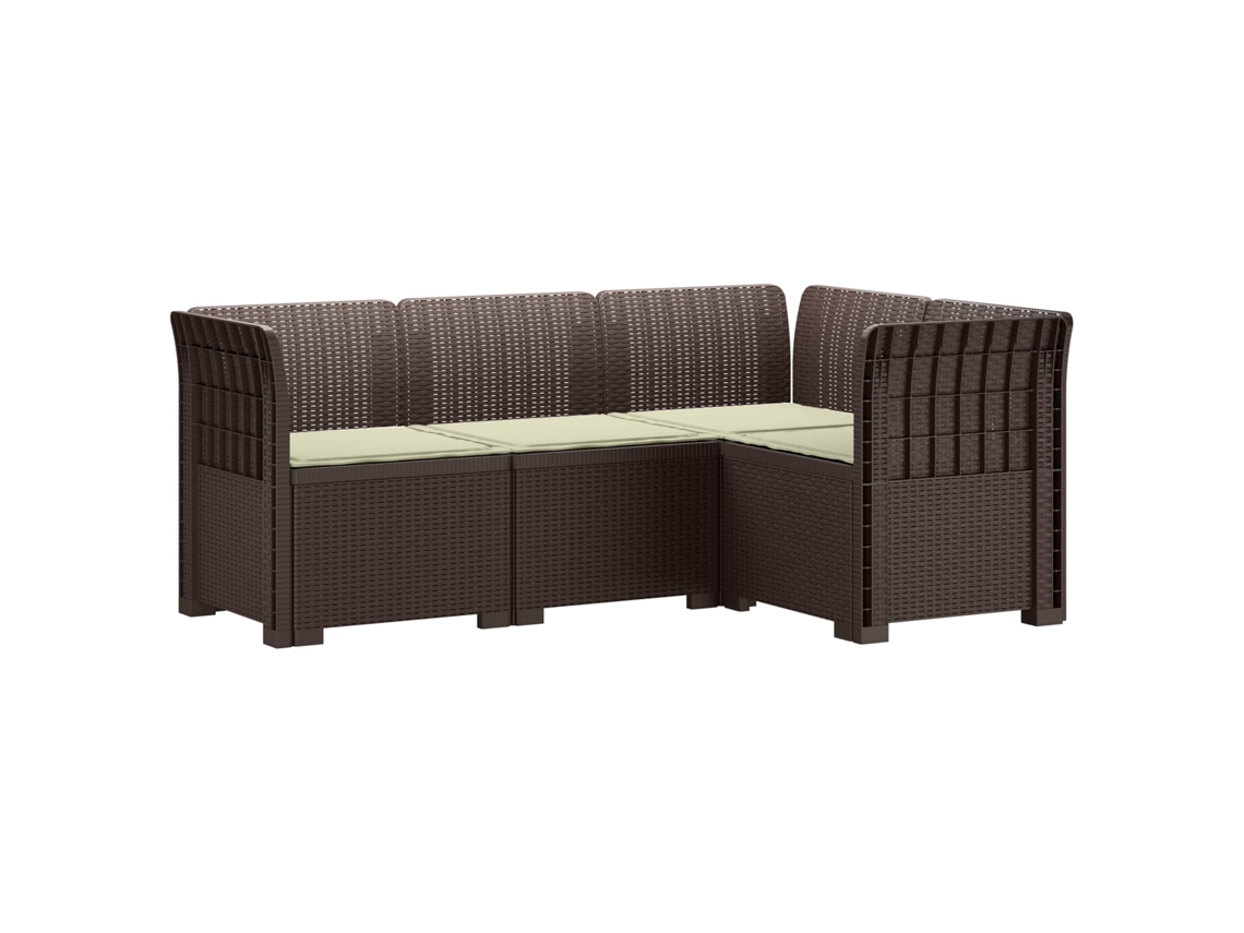 Vidaxl Sofá De Jardim Para 4 Pessoas Com Almofadas Visual Rattan Pp