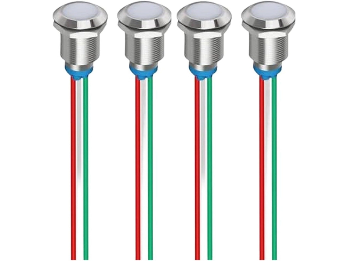 Luz Indicadora Led Bicolor De 12mm, À Prova D Água Ip65, Latão Cromado, Para Carro, Caminhão, Barco, Painel, Luz De