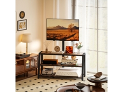 Móvel Para Tv Com Suporte P/ Televisores De 32-70 Polegadas, Prateleiras Abertas, Ângulo Ajustável 35°, 108x41x135cm, Castanho