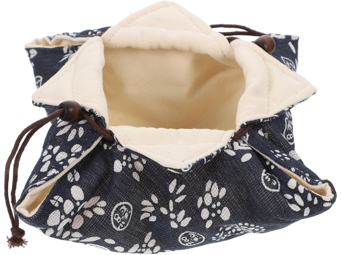 Bolsa de Tecido Portátil para Xícara Chá com Cordão, Decorativa, Protege o Conjunto, Fácil CHABERLU