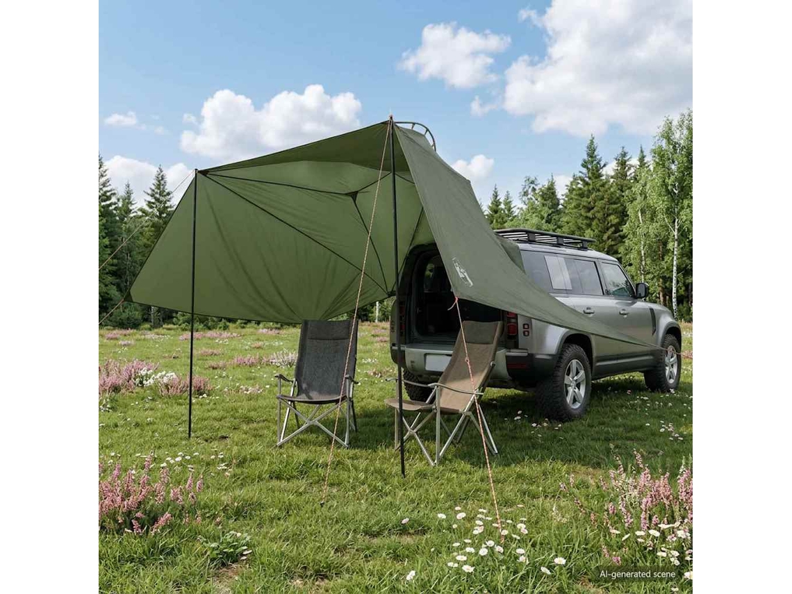 Vidaxl Tenda Para Carro 350 X 250 Cm Verde Exército Poliéster E Aço