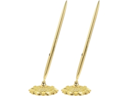 Caneta Esferográfica, Conjunto de 2 Canetas Esferográficas Profissionais Decorativas em Metal Dourado CHABERLU