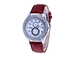 Relógio unissex de moda com movimento de quartzo e pulseira de metal ajustável (marrom)