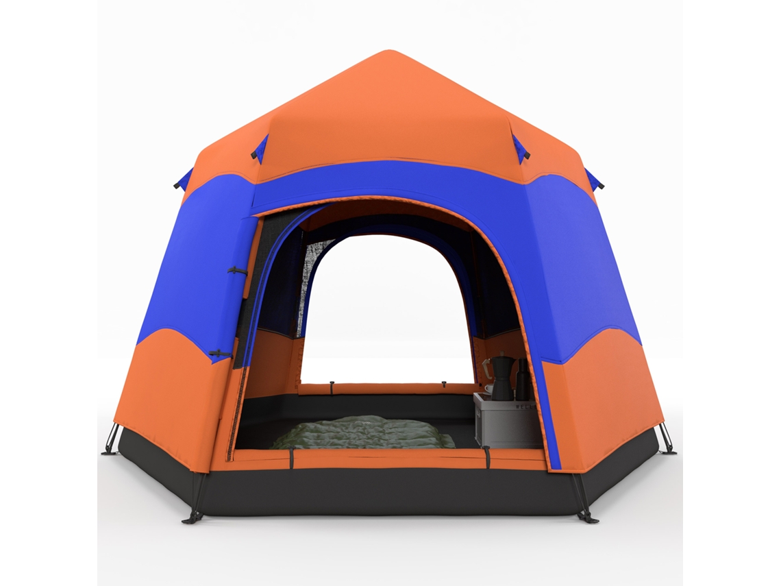 Barraca Instantânea Hexagonal 4 Pessoas (impermeável, Dupla Camada, Mosquiteiro, Laranja)