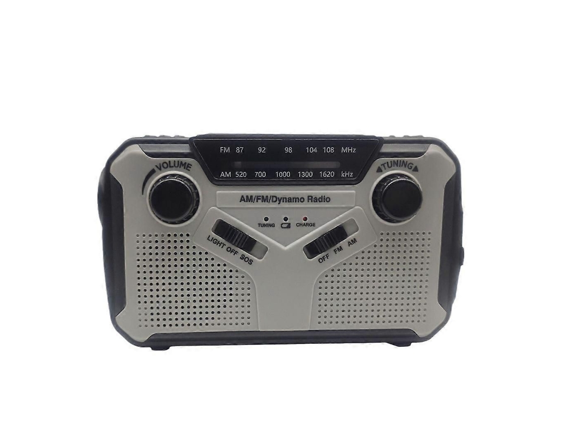 Rádio De Emergência Solar Com Manivela, Carregamento Usb E Lanternas Led.