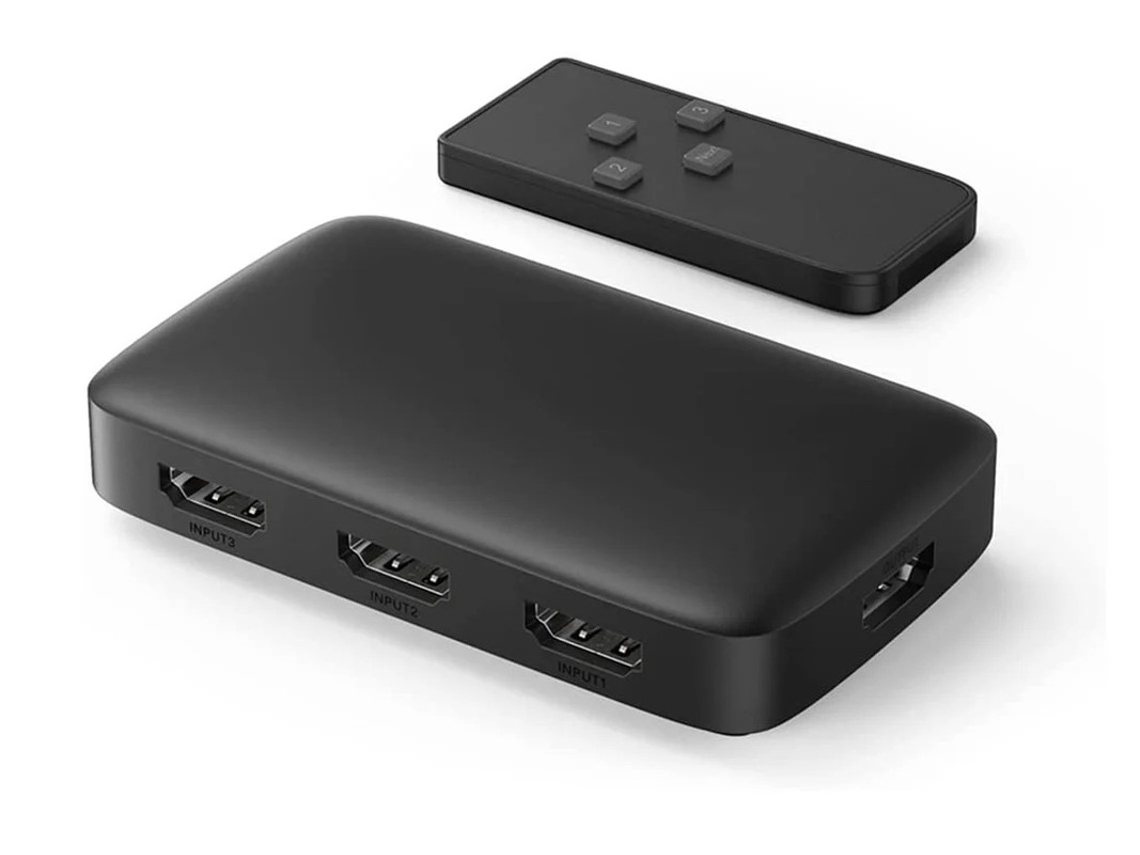 Adaptador de switch HDMI 4K 30Hz Adaptador de switch HDMI 3 entradas Yizhood Preto