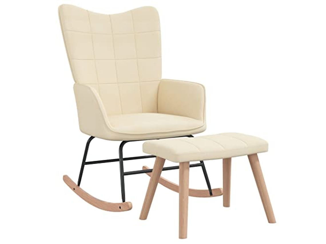Rocking Chair With Stool, Rocking Chairs With Stools Vidaxl Creme Tecido
