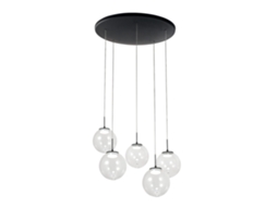 Ariel Luminária Pendente Circular Fabas Luce 5 Luzes Led 35w Regulável Transparente Rosácea De Teto Redonda D.50cm
