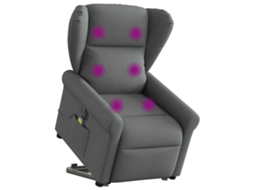 Vidaxl Poltrona Elétrica Elevatória Massagens Tecido Cinzento-escuro