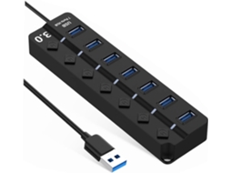 Hub Usb De 7 Portas, Adaptador Divisor Usb, Backup De Energia Simples Para Laptop E Desktop Brilvibera