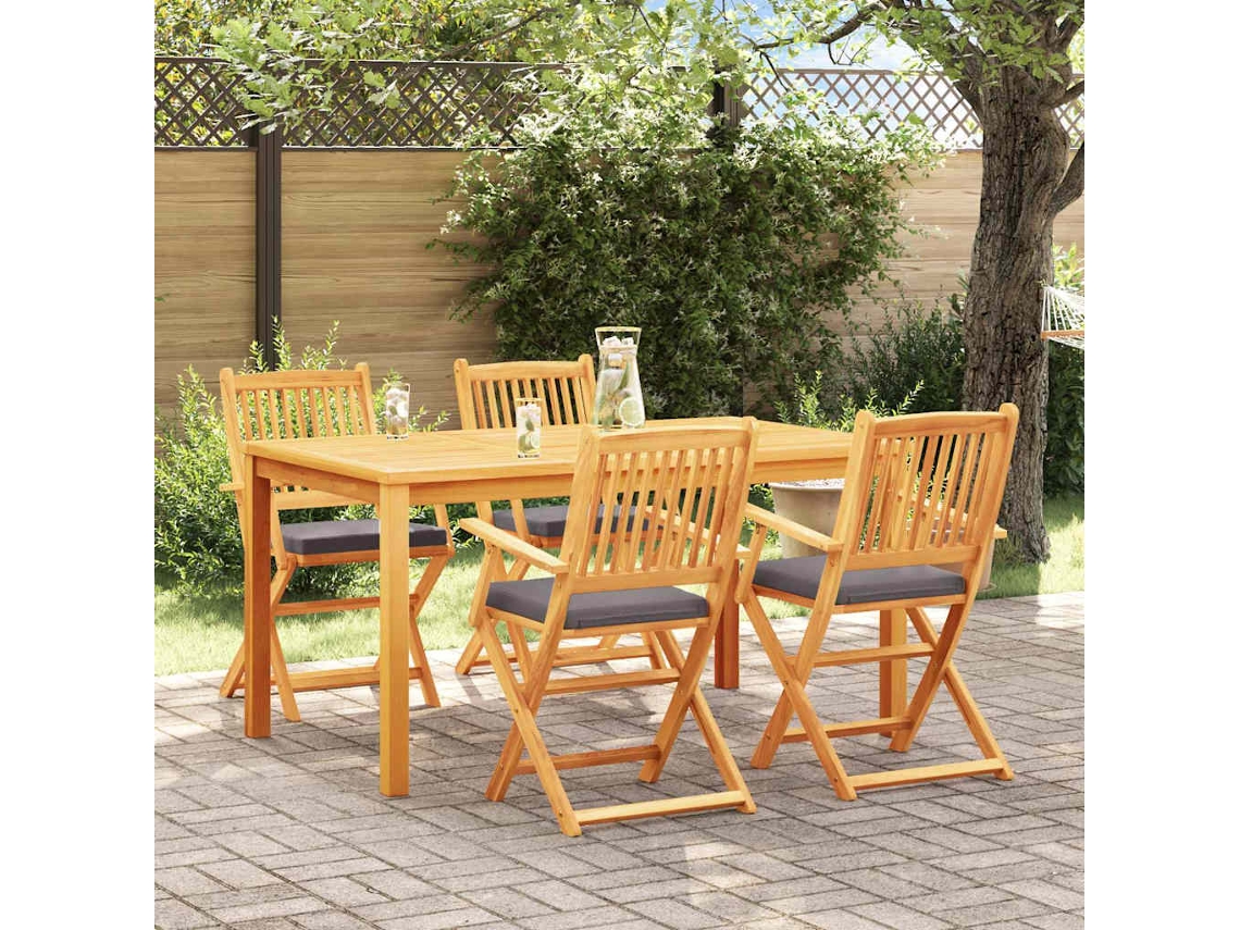 Vidaxl Cadeira Dobrável Com Almofada 4 Pcs Cinzeto 49 X 57,5 X 92cm