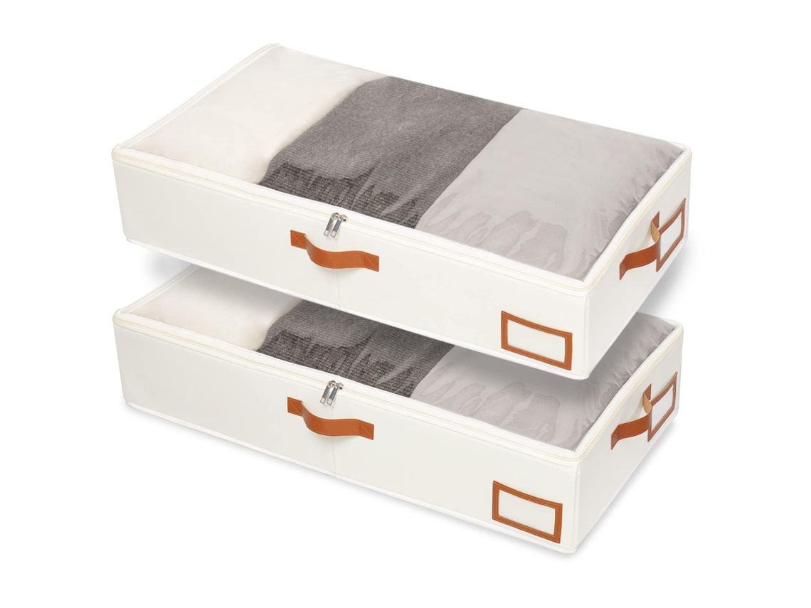Pcs Sacos De Armazenamento Para Debaixo Da Cama,saco De Roupa Dobrável,janela Transparente E Zíper,para Roupas De Cama,80x40x15cm,bege Btforus