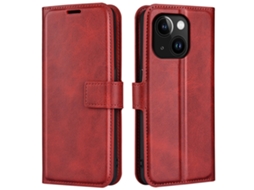 Capa Textura Gémeo Para Iphone 15 Plus Pele Sintética Magnética Vermelho