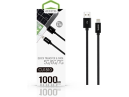 Cabo ACCETEL (Lightning-USB - 1 m - Preto)