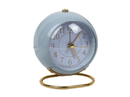 Relógio despertador silencioso de metal Baok-reloj, pequeno, a pilha, para mesa, decoração de quarto de estudante, azul.
