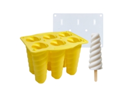 Molde De Sorvete Silicone Com 6 Cavidades Tampa, Formato Carambola, Picolé Diy