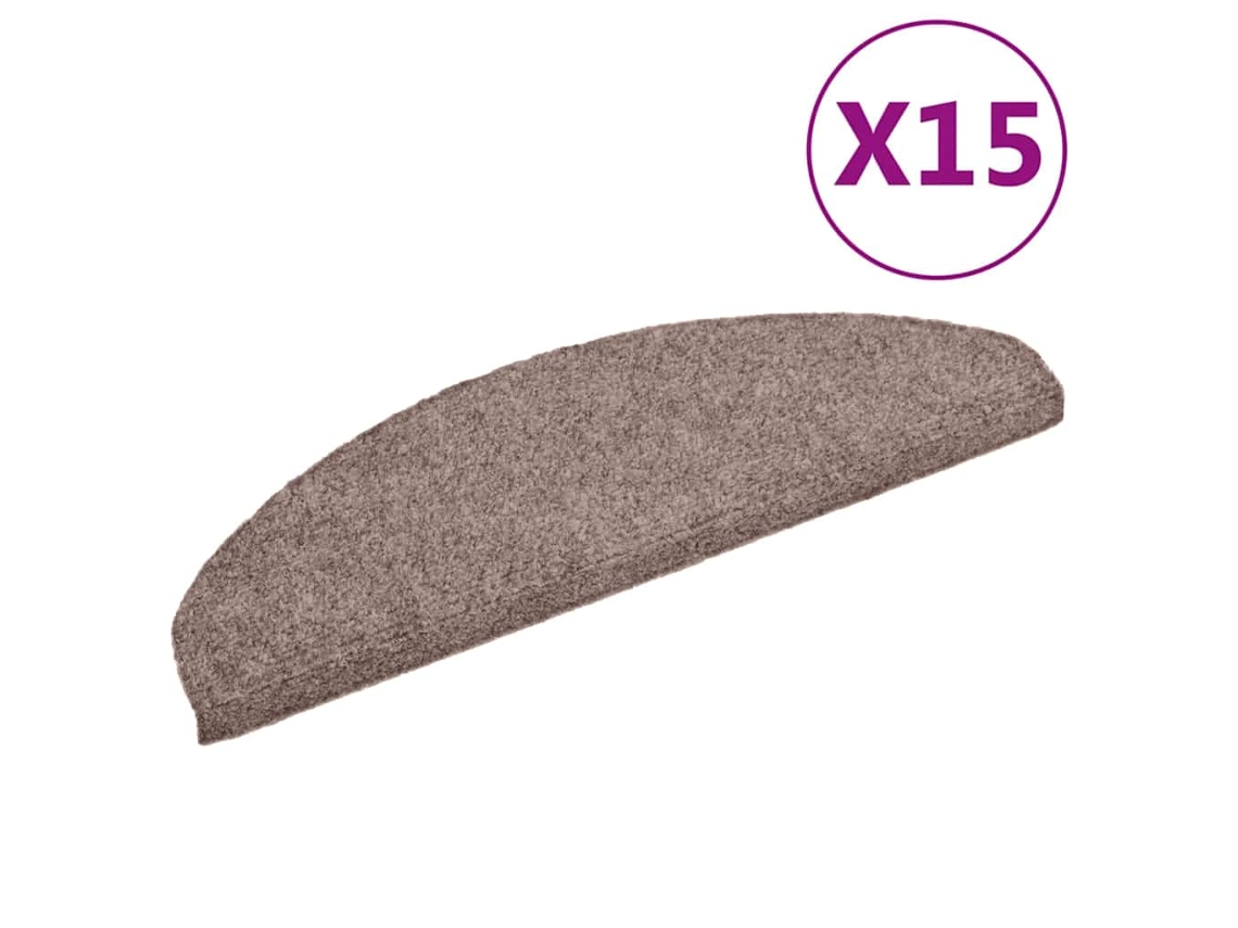 Tapetes de Escada Autoadesivos MAISON EXCLUSIVE 15 Peças 65x21x4 cm Marrom Claro Meia lua Grande