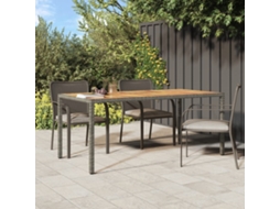 Mesa De Jardim 190x90x75 Cm Vime Pe E Acãcia Maciã§a Cinza DKD HOME DECOR
