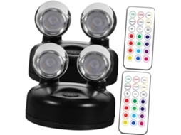 Conjunto de 2 Spots Led Rgb com Controle Remoto, Ângulo Ajustável, Iluminação Interna Sem Fio, Cor Preta. SFUSHOS