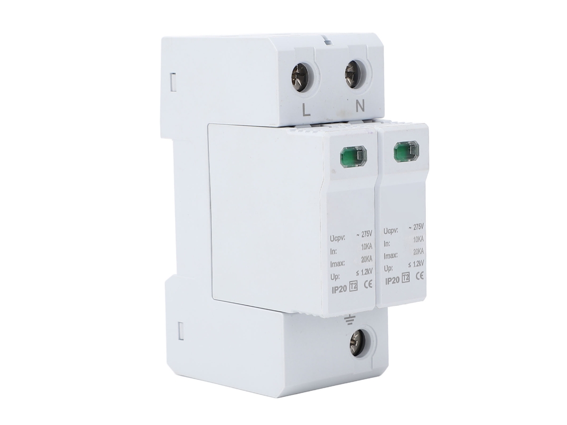 Dispositivo De Proteção Contra Surto 2p 10-20ka Spd Ac 275v Para Instalação Em Rail 35mm Residencial