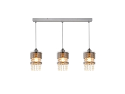 Lâmpada Pendente 3 Lâmpadas E27 Moderna Diam.60Cm Altura Ajustável Design de Vidro e Cristal para Sala de Estar Quarto Sala de Jantar Max.25W NETTLIFE