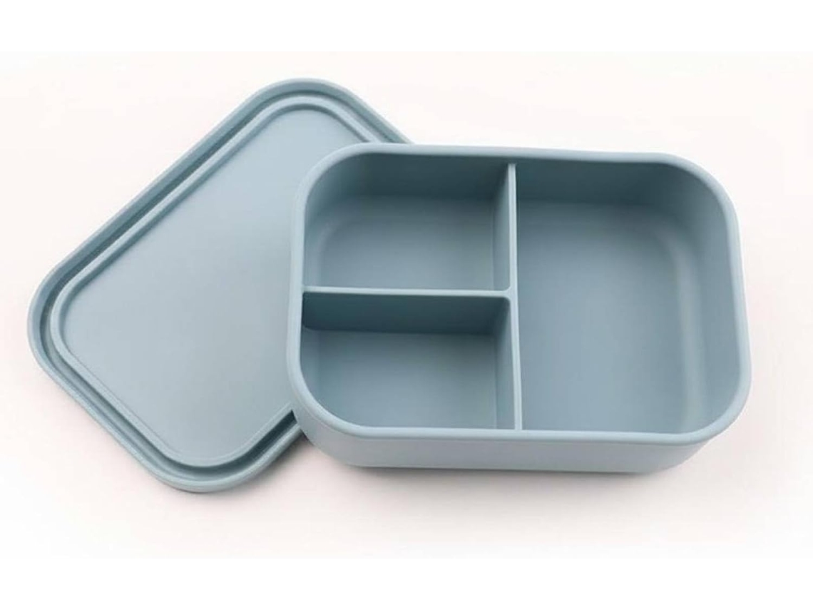 Recipiente Para Micro Ondas Com Três Compartimentos, Feito De Silicone Flexível Qualidade Alimentar, Fácil De Limpar E