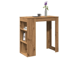 Vidaxl Mesa De Bar C/ Prateleiras Derivados Madeira Carvalho Artisiano