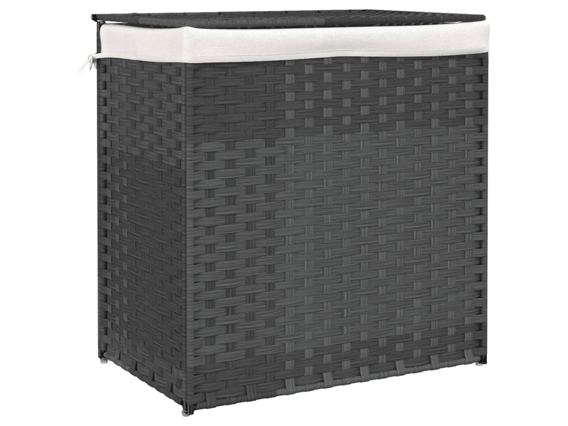 Conjunto 1 Cesto Para Roupa Suja Vidaxl Cinzeto Vime Pe (53 X 35 X 57 Cm)