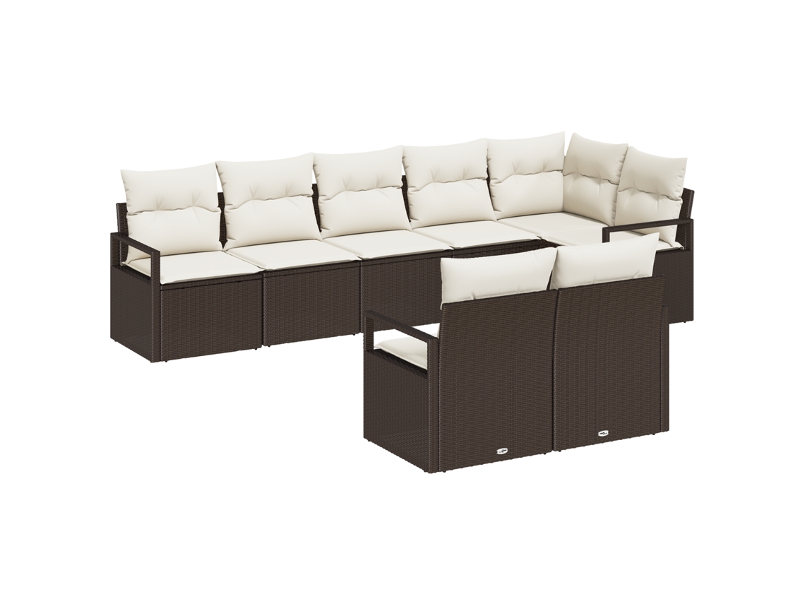 Conjunto 8 Conjunto De Sofá De Jardim Vidaxl Castanho Vime Pe (287 X 122 X 85 Cm)