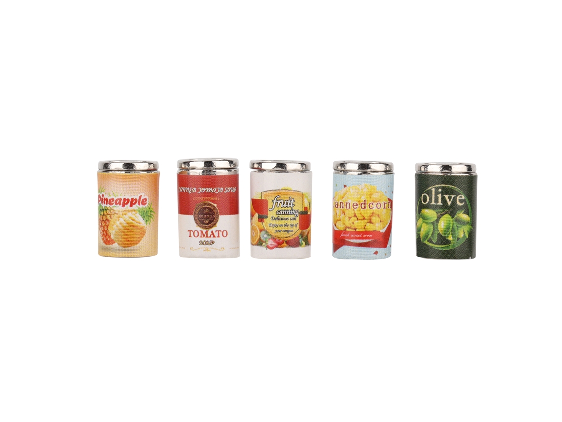 Mali 5 Peças Mini Latas de Frutas para Casa de Bonecas Acessórios de Decoração Bebida Miniatura