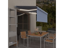 Vidaxl Toldo Retrátil Manual Com Estore/led 3,5x2,5 M Azul E Branco