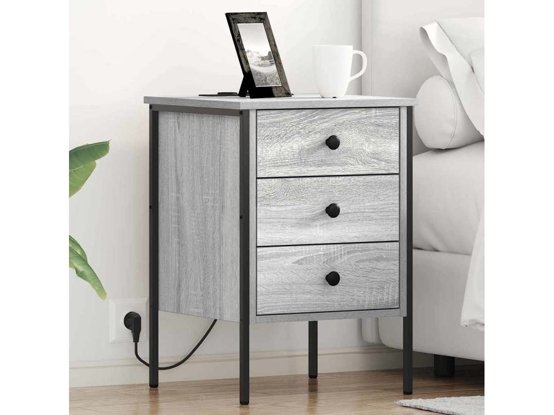 Vidaxl Armário De Cabeceira Cinza Sonoma 42 X 41 X 61 Cm