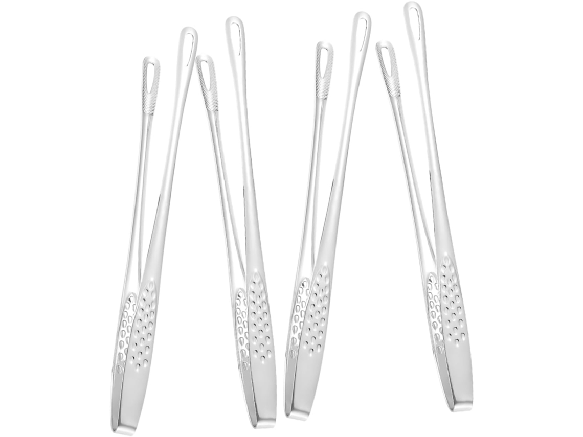 Conjunto De Pinças Para Churrasco Besportble Em Aço Inoxidável, Pinças De Cozinha Em Metal Prateado, 4 Peças Para Buffet