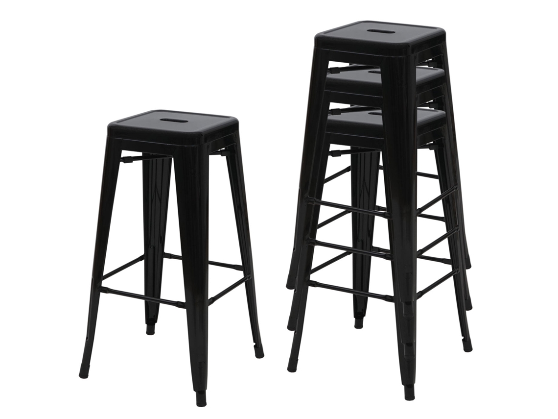 4x Tabourets De Bar Design Industriel En Mtal Empilable Noir 04_0005227 Dcoshop26