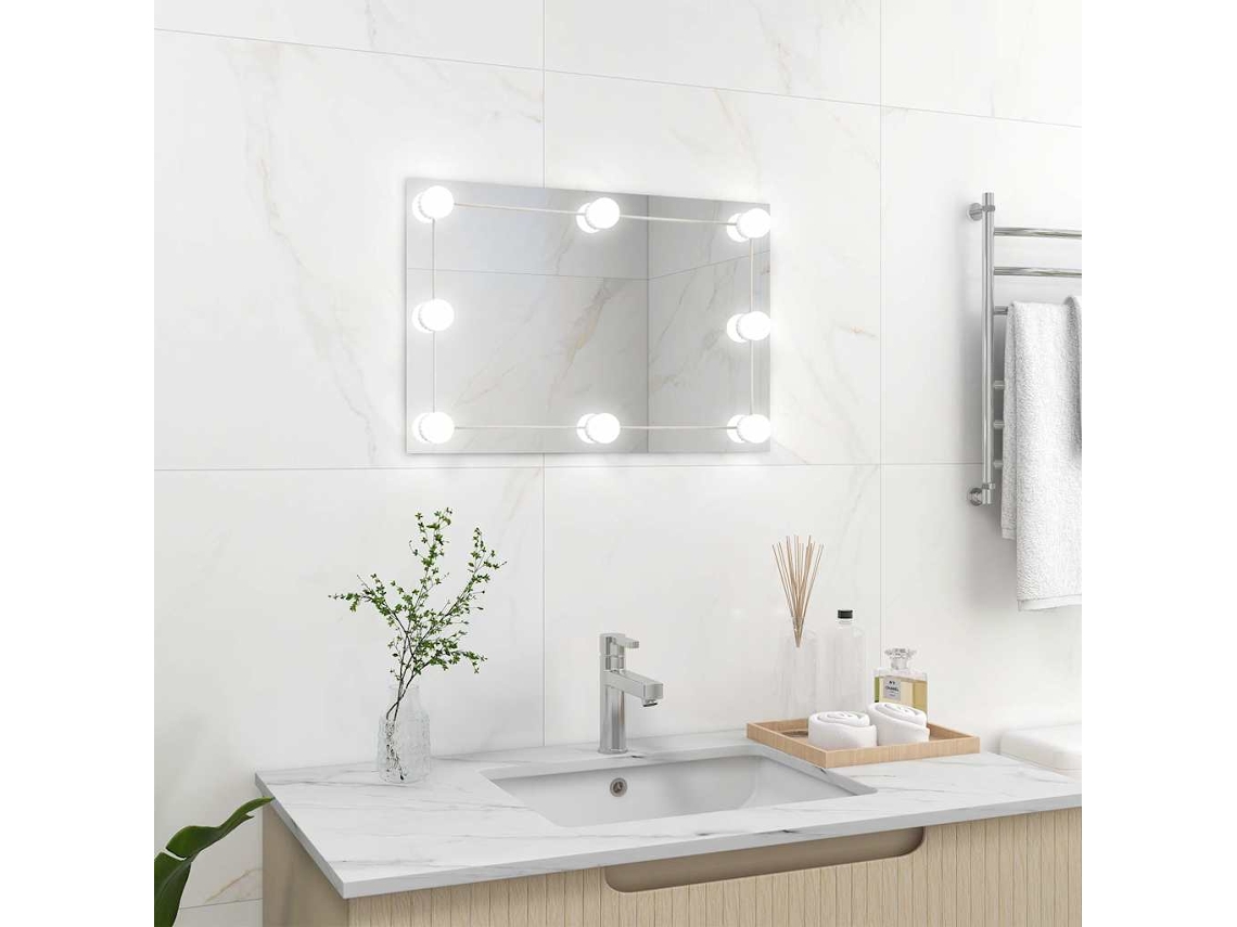 Vidaxl Espelho de Parede com Luzes Led Vidro Retangular
