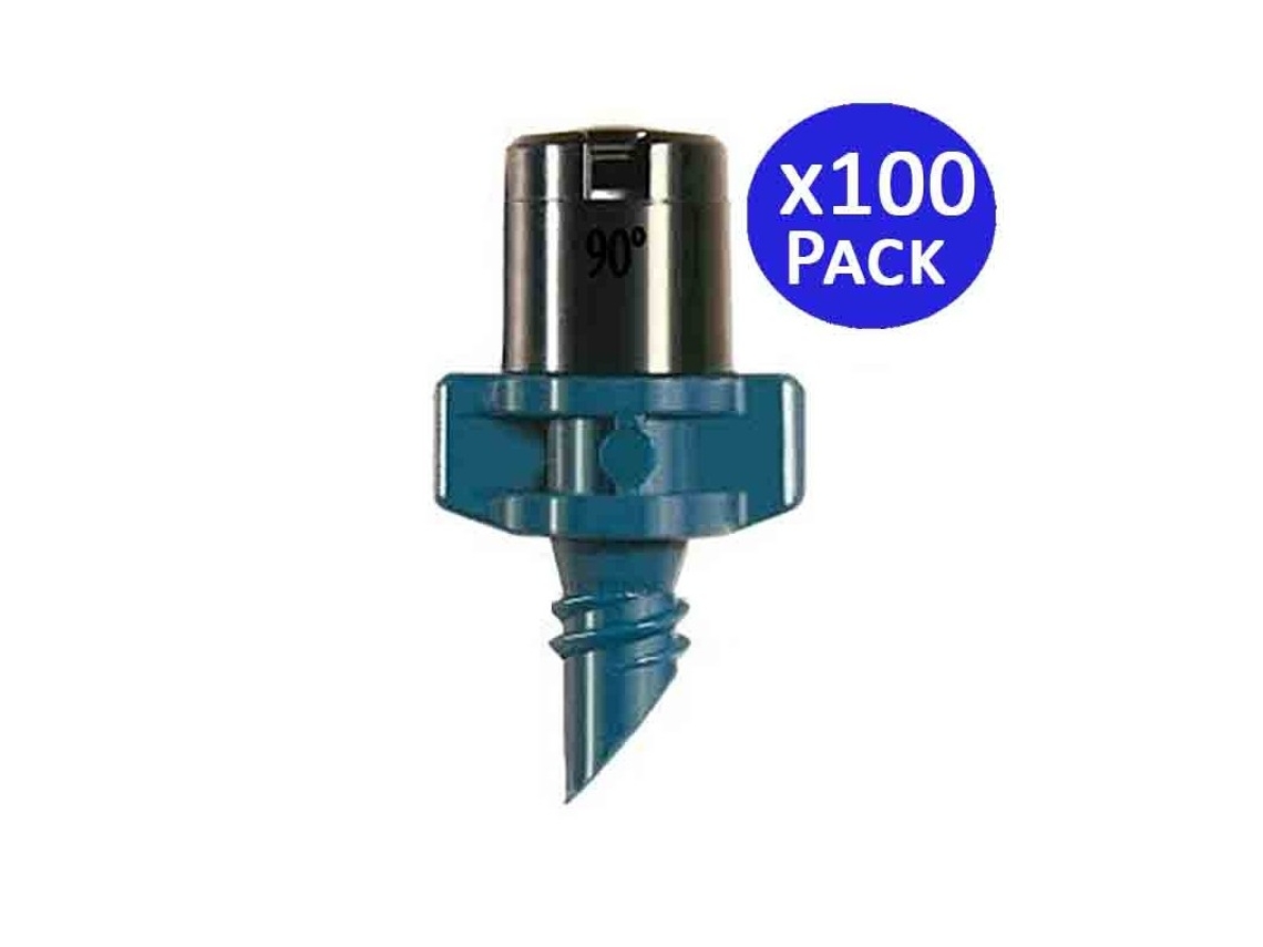 Microaspersor de irrigação 90º 2-2,8 metros para clicar no tubo de irrigação Pack 100 SUINGA