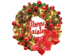 Coroa de Natal Artificial 40cm com Luzes LED e Pinhas | S/MARCA