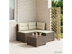 Vidaxl Sofá De Jardim 3 Lugares Com Almofadas Visual Rattan Pp